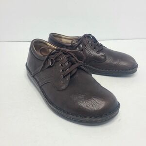 Finn Comfort Brown Leather Earthy Rustic Oxford Sneaker Shoes‎ EU 38 US 8W 6M